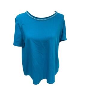 ⭐️ Women’s Tommy Hilfiger Turqoise Beaded T-Shirt Size 1X Spring Summer